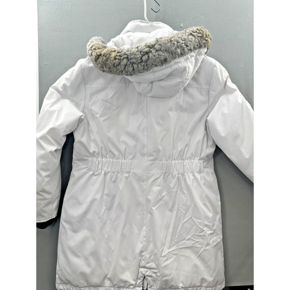 ANDREW MARC White/Black Quilt Lined Insulated Zip/Snap Faux Fur Hood JACKET XL - Picture 2 of 16
